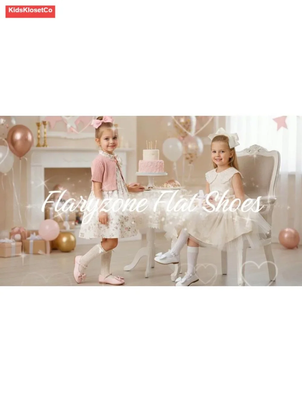 Toddler Girls Ballerina Flat Mary Jane Dress Shoes with Hook & Loop Closure